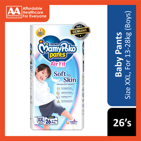 MamyPoko Air Fit Baby Pants (Boys) Size XXL 26's (For 13-28kg)