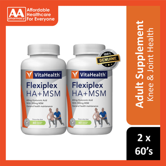 [CLEARANCE] [TEAR PLASTIC] [EXP 12/12/2025] VitaHealth Flexiplex HA 60mg + MSM 500mg Vegecapsule 2x60's