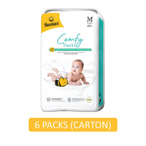 Beenies Baby Comfy Pants Size M 50's (5-10kg) [Jumbo Pack] [6 Packs/Carton]