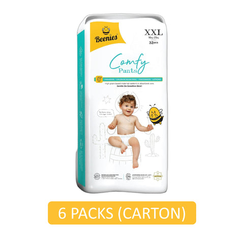 Beenies Baby Comfy Pants Size XXL 32's (16-25kg) [Jumbo Pack] [6 Packs/Carton]