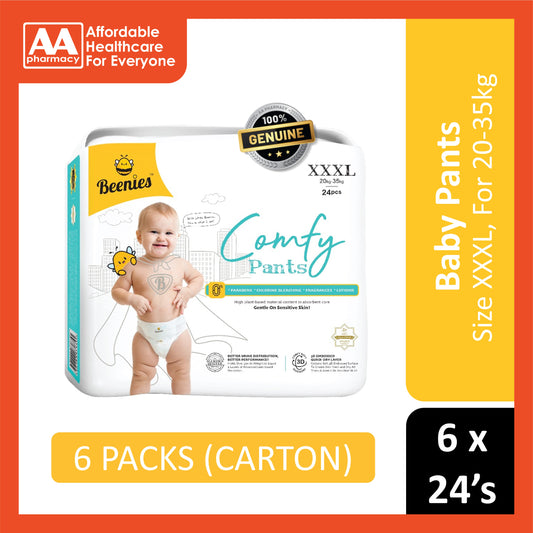 Beenies Baby Comfy Pants Size XXXL 24's (20-35kg) [Jumbo Pack] [6 Packs/Carton]