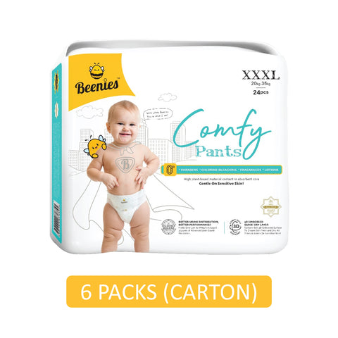 Beenies Baby Comfy Pants Size XXXL 24's (20-35kg) [Jumbo Pack] [6 Packs/Carton]