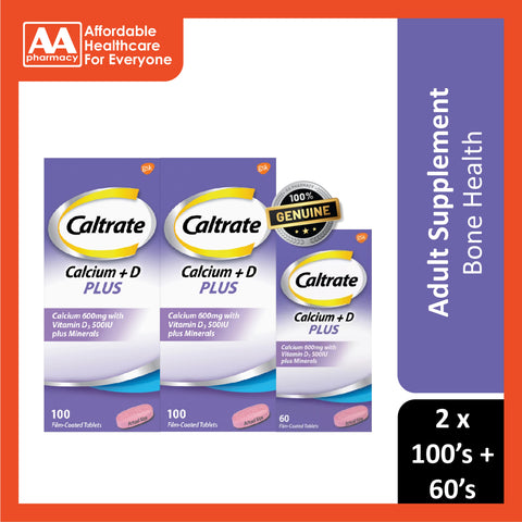 Caltrate Calcium 600mg + D Plus Tablet 2x100's FOC 60's