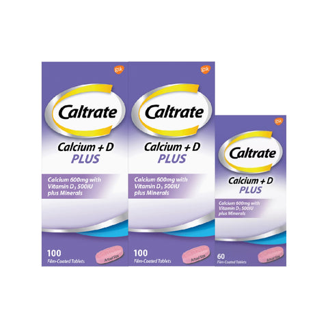 Caltrate Calcium 600mg + D Plus Tablet 2x100's FOC 60's