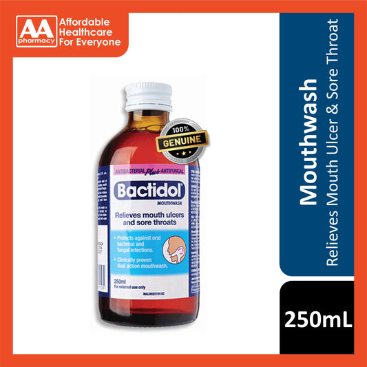 Bactidol Mouthwash 250mL (Relieves Mouth Ulcer and Sore Throat)