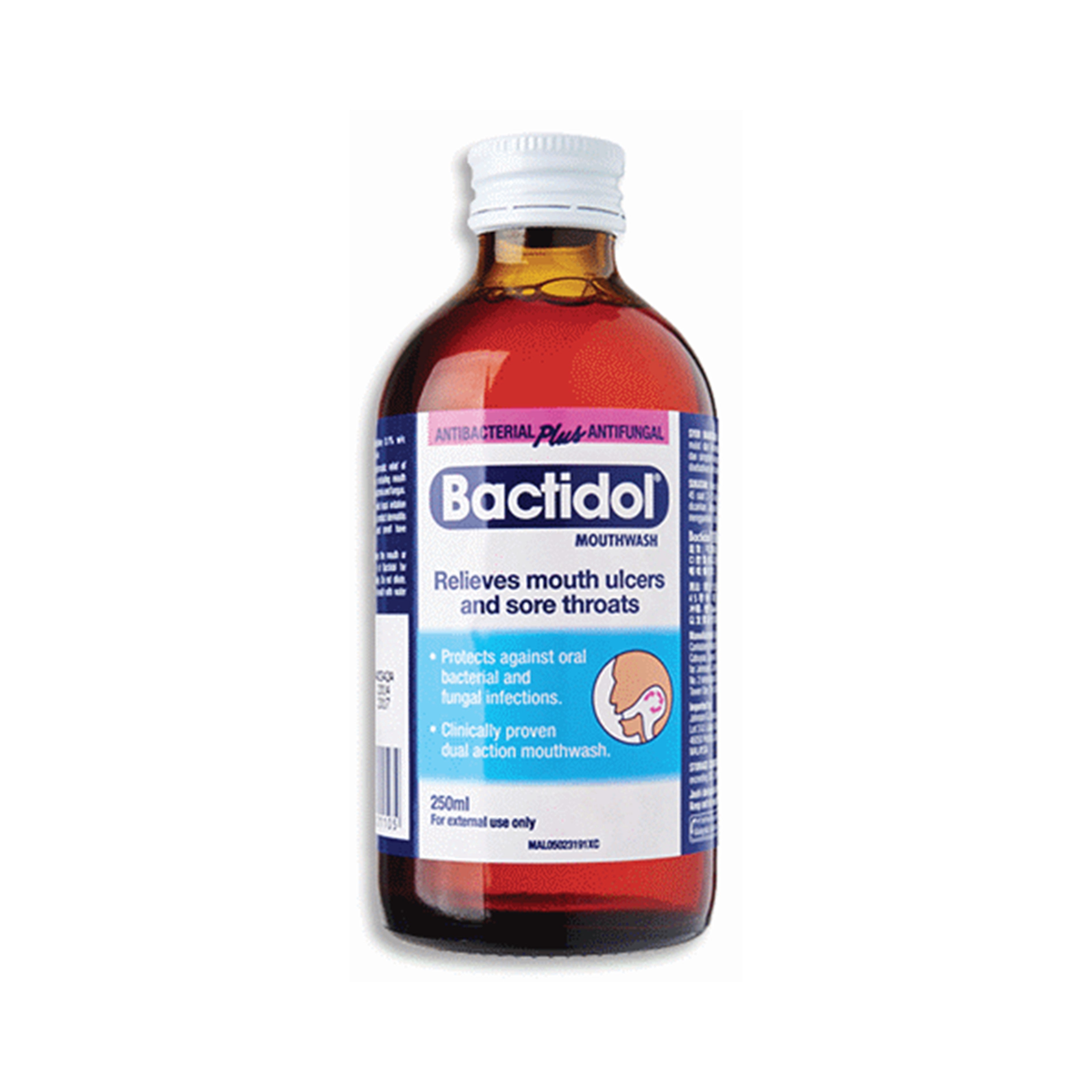 Bactidol Mouthwash 250mL (Relieves Mouth Ulcer and Sore Throat)