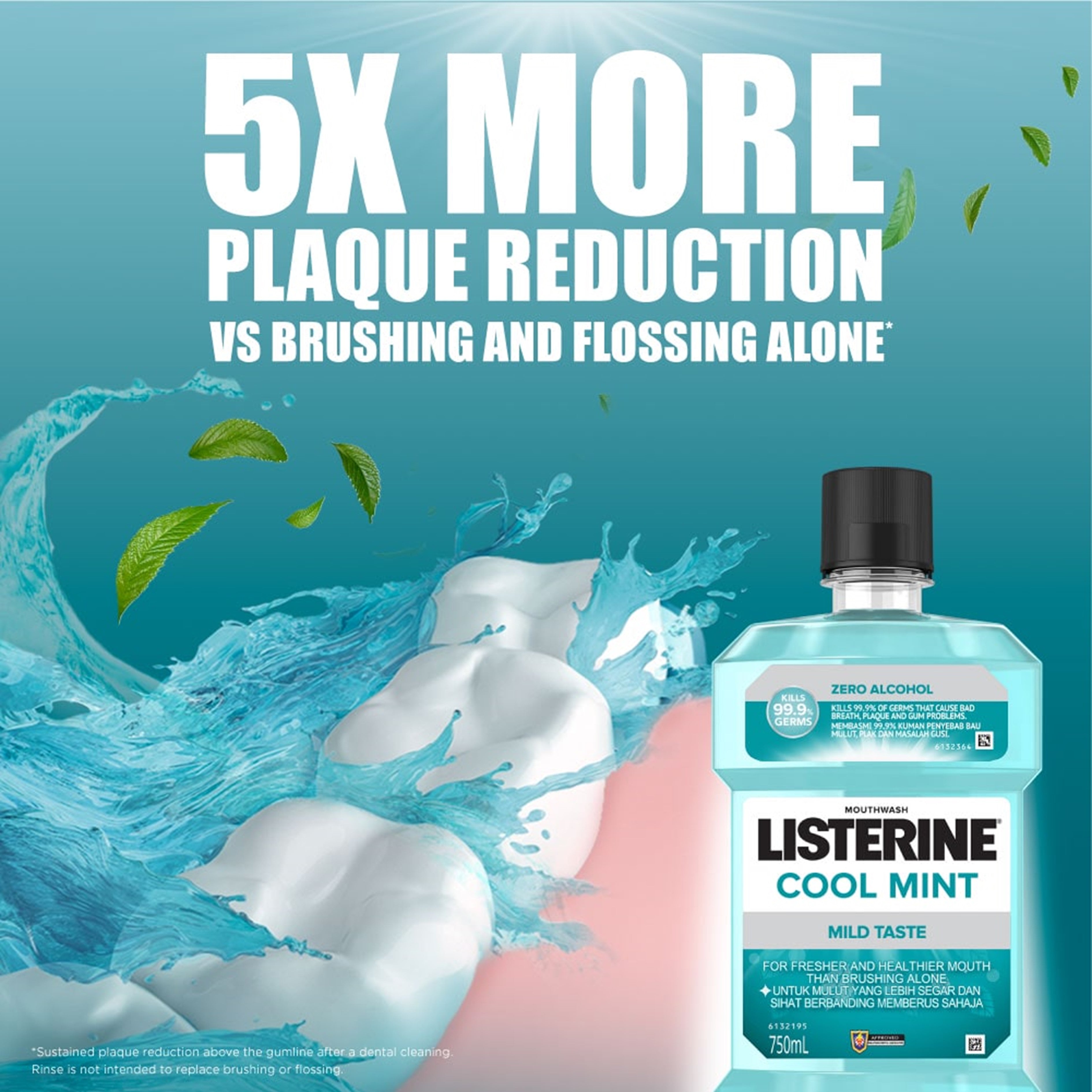 Listerine Mouthwash - Cool Mint (Mild Taste) 750mL