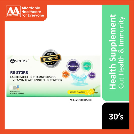 Avenex Re-Stors Lactobacillus Rhamnosus GG + Vitamin C with Zinc Powder 4.2g x 30's