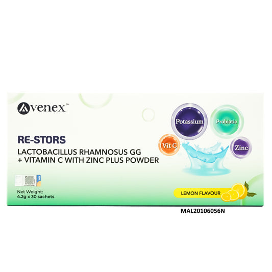 Avenex Re-Stors Lactobacillus Rhamnosus GG + Vitamin C with Zinc Powder (Lemon Flavour) 4.2g x 30's