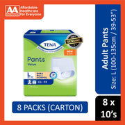 Tena Value Adult Pants Size L 10's (100-135cm / 39–53 inches) [8 Packs/Carton]