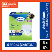 Tena Value Adult Pants Size XL 8's (120-160cm / 47–63 inches) [6 Packs/Carton]