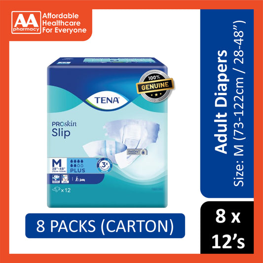 Tena PROskin Slip Plus Adult Diapers Size M 12's (73-112cm / 28-48 inches) [8 Packs/Carton]