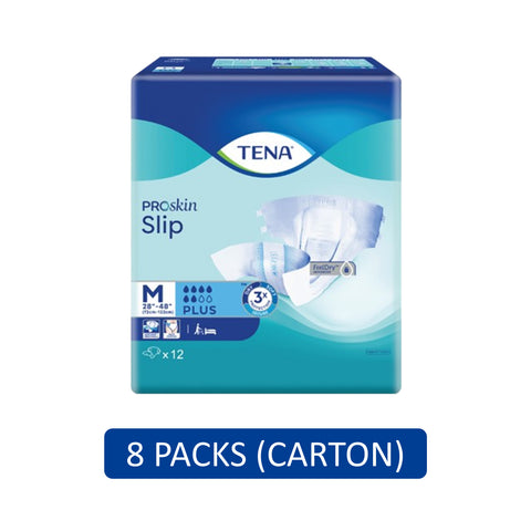 Tena PROskin Slip Plus Adult Diapers Size M 12's (73-112cm / 28-48 inches) [8 Packs/Carton]