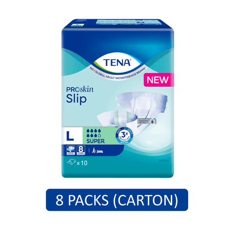 Tena PROskin Slip Super Adult Diapers Size L 10's (92-144cm / 36-58 inches) [8 Packs/Carton]