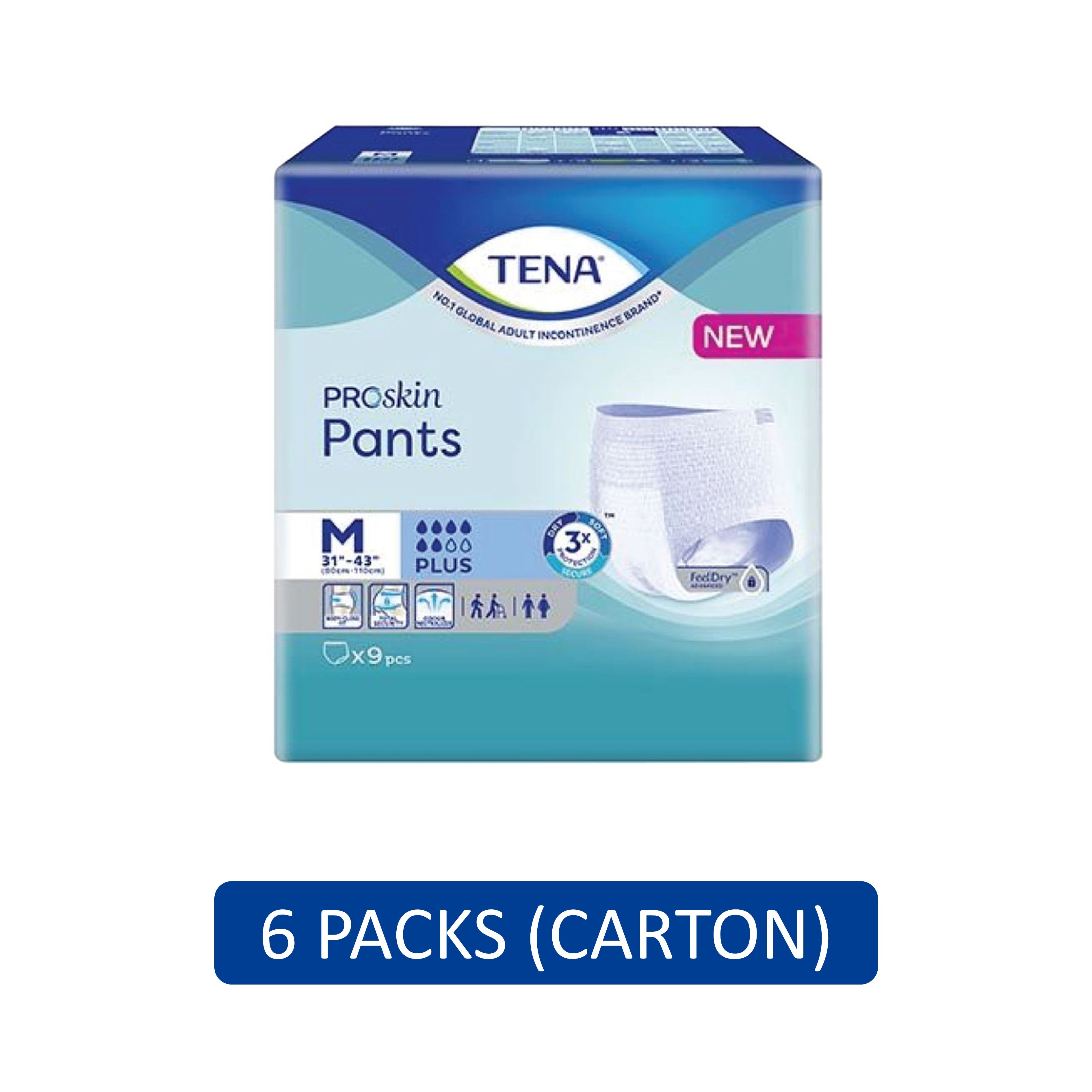 Tena PROskin Adult Pants Plus Size M 9's (80-110cm / 31-43 inches) [6 Packs/Carton]