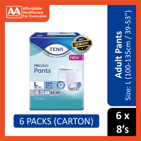 Tena PROskin Adult Pants Plus Size L 8's (100-135cm / 39-53 inches) [6 Packs/Carton]