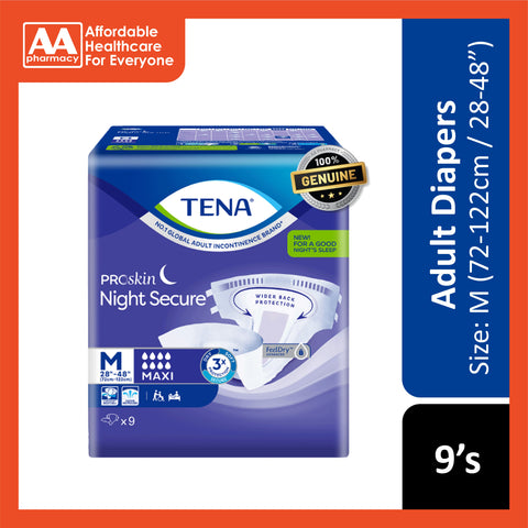 Tena PROskin Night Secure Maxi Adult Diapers Size M 9's (72-122 cm / 28-48 inches)