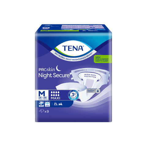 Tena PROskin Night Secure Maxi Adult Diapers Size M 9's (72-122 cm / 28-48 inches)