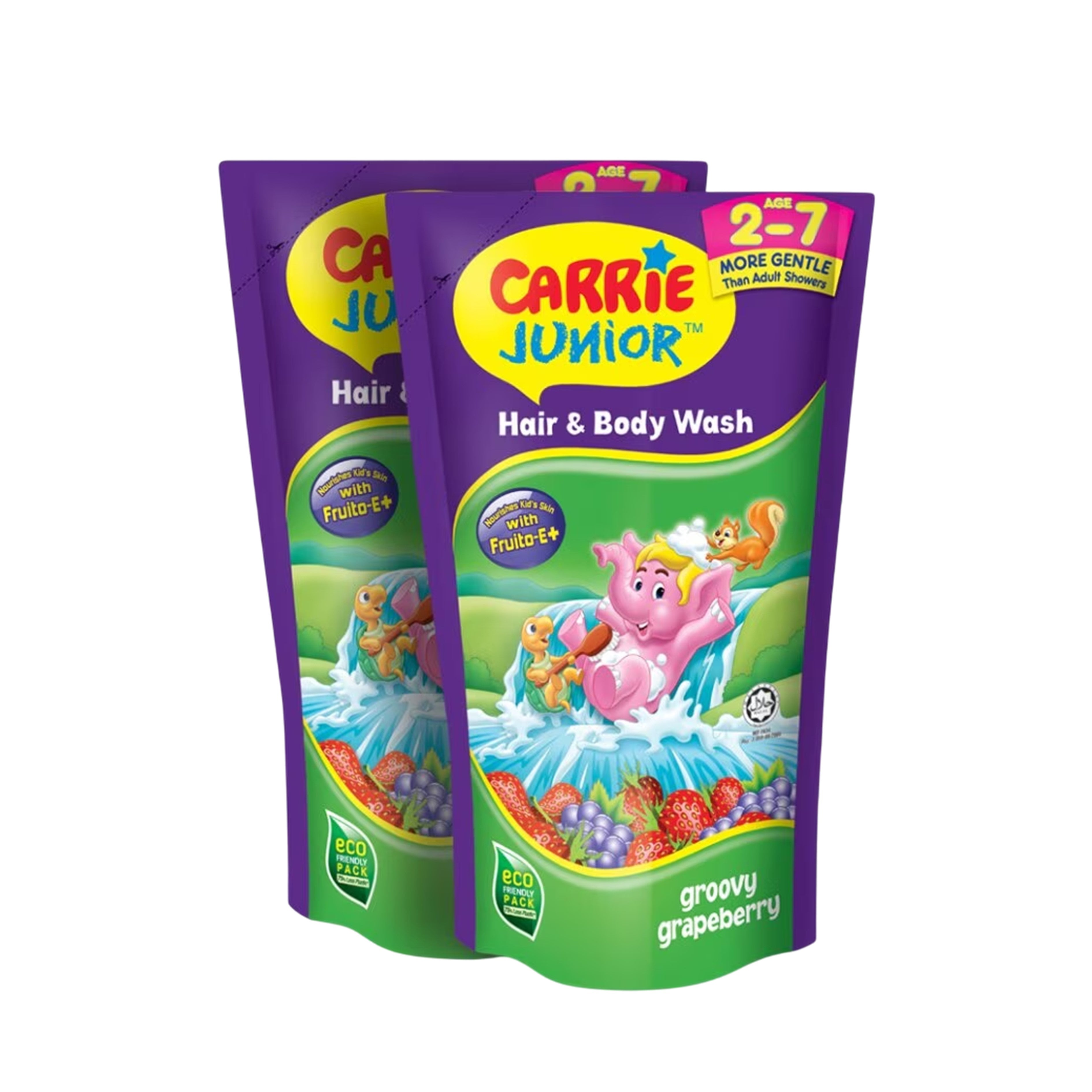 Carrie Junior Hair & Body Wash (Groovy Grapeberry) Refill Pack 2x500g