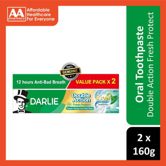 Darlie Double Action Fresh Protect 2 in 1 Mouthwash + Toothpaste Twin Pack 160gx2