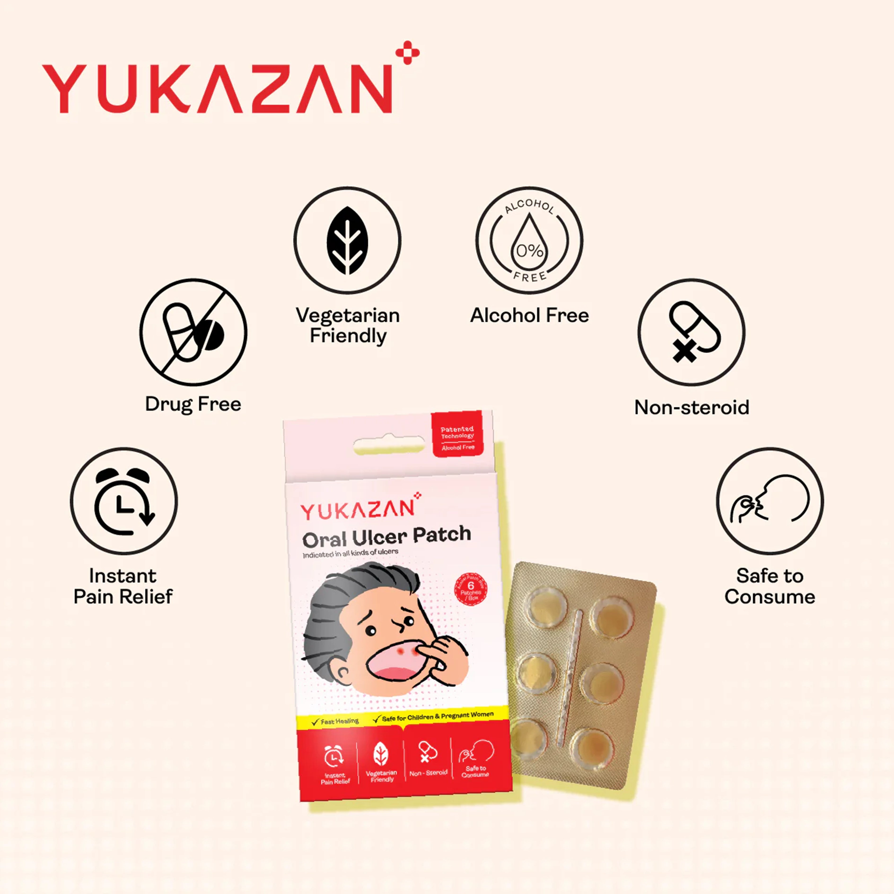 Yukazan Oral Ulcer Patch (6's) - Non-Steroid