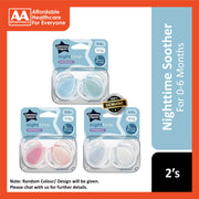 Tommee Tippee Orthodontic Night Time Soother Assorted 0-6M 2's (Glow in the Dark)