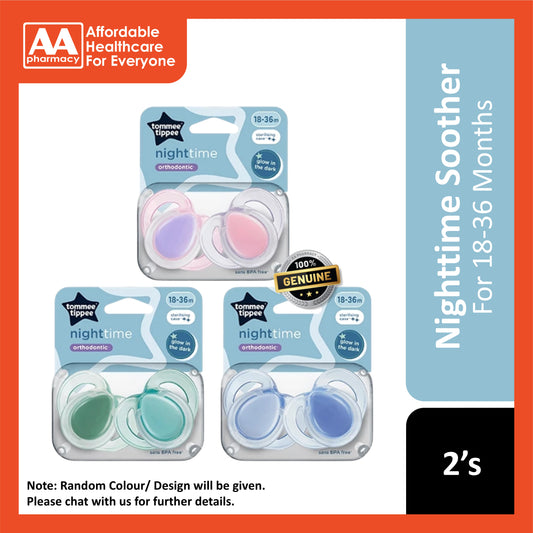 Tommee Tippee Orthodontic Night Time Soother Assorted 18-36M 2's (Glow in the Dark)