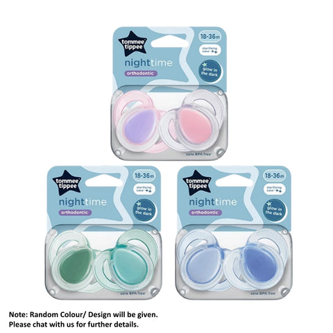 Tommee Tippee Orthodontic Night Time Soother Assorted 18-36M 2's (Glow in the Dark)