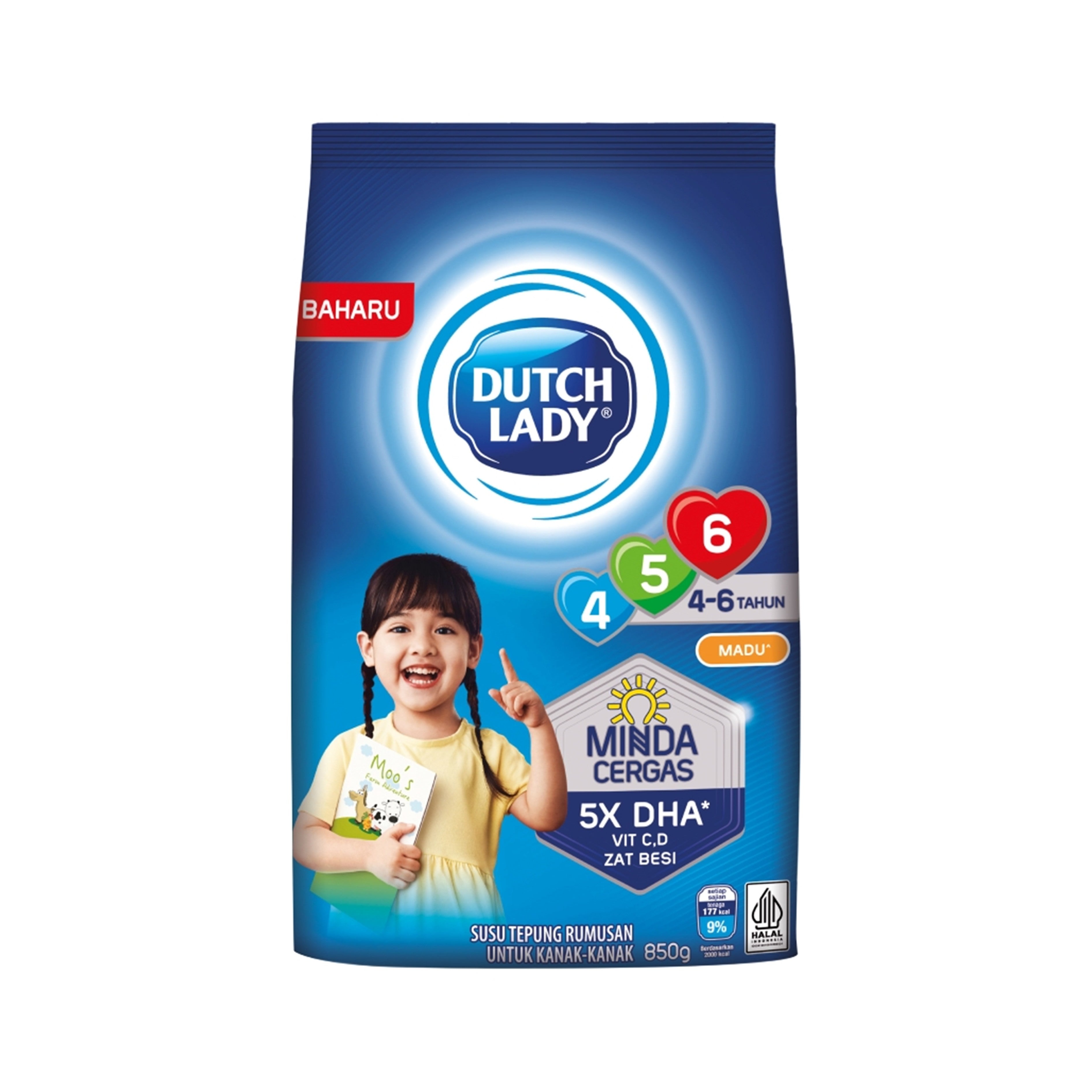 Dutch Lady Growing Up Milk 456 (Honey Flavour) 850g (For Children 4-6 Years)