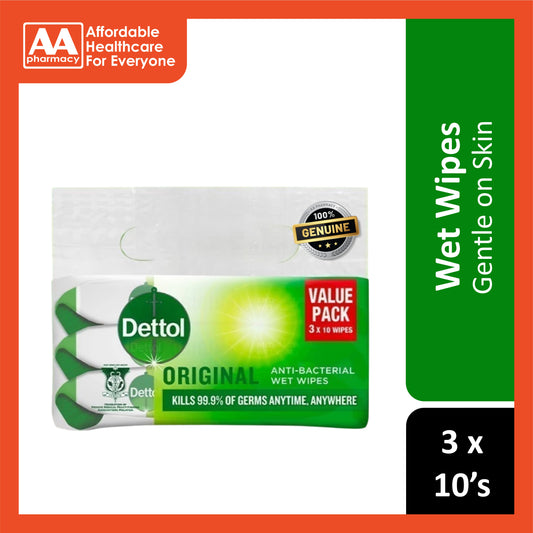 Dettol Original Anti-Bacterial Wet Wipes 3x10's