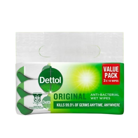 Dettol Original Anti-Bacterial Wet Wipes 3x10's