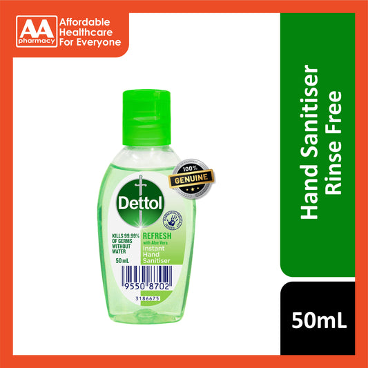 Dettol Refresh Instant Hand Sanitizer (With Aloe Vera) 50mL