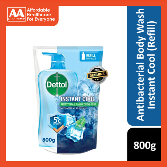 Dettol Antibacterial Body Wash (Instant Cool, Mint & Sea Minerals) Refill 800g