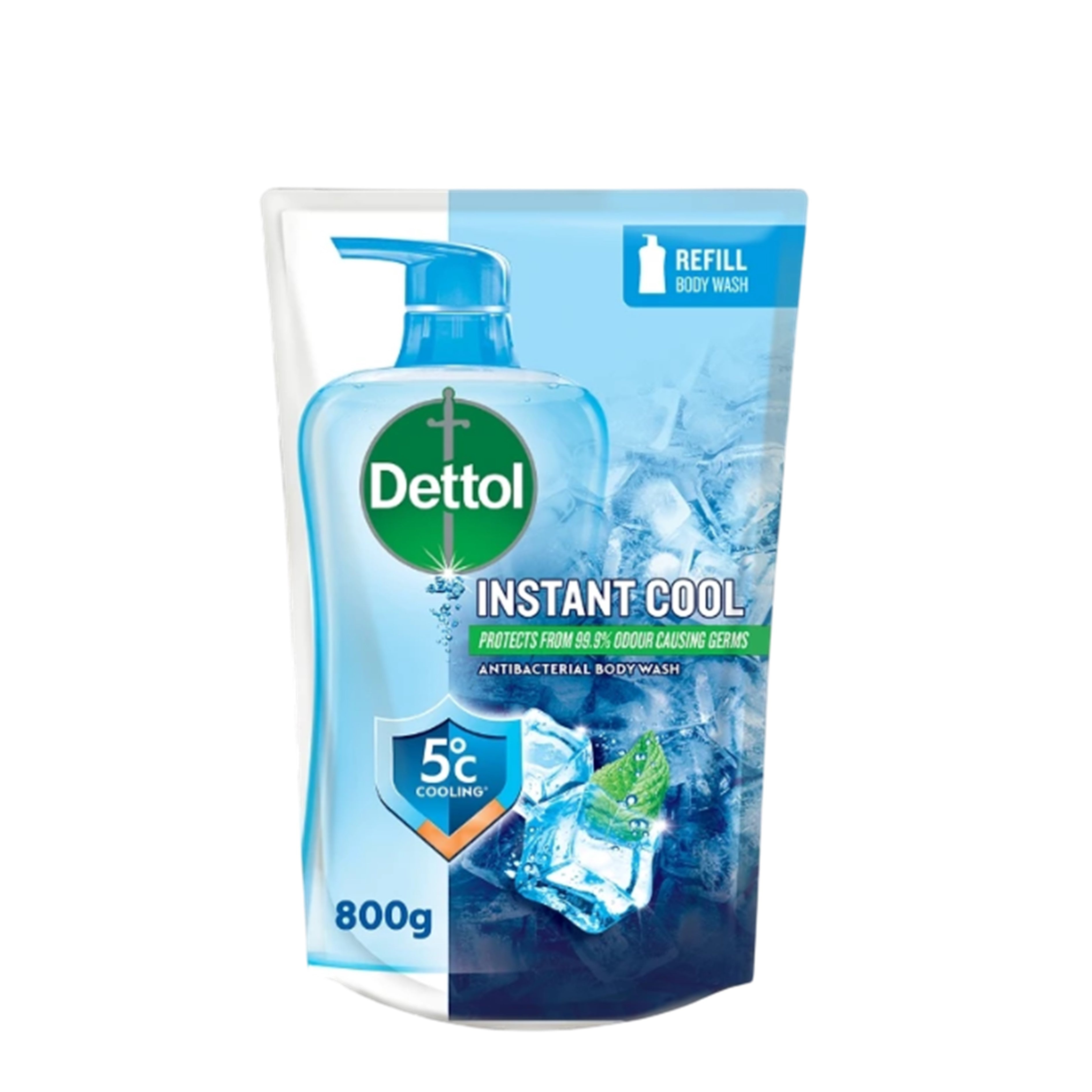 Dettol Antibacterial Body Wash (Instant Cool, Mint & Sea Minerals) Refill 800g