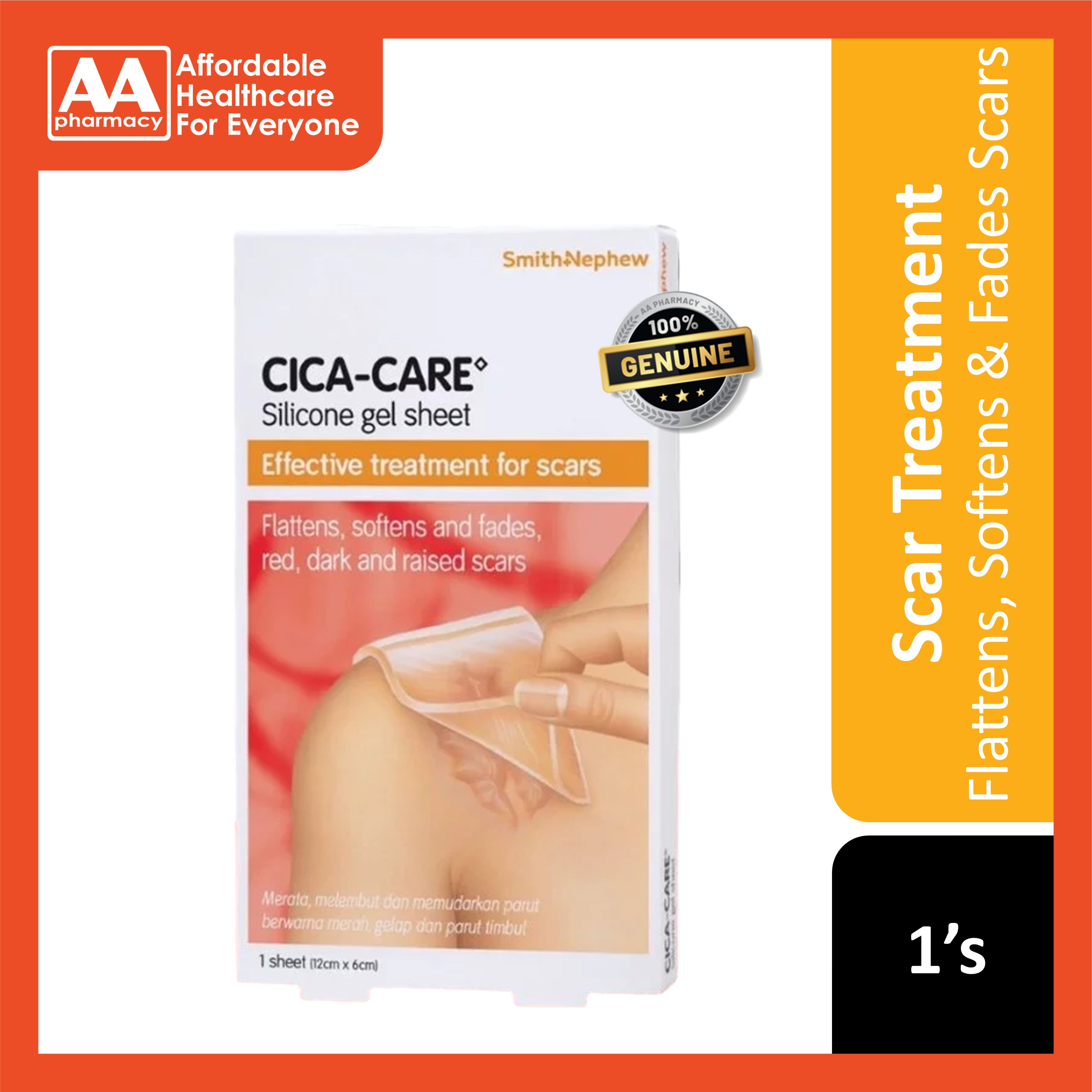 Smith and Nephew Cica-Care Silicone Gel Sheet 12cmx6cm 1's