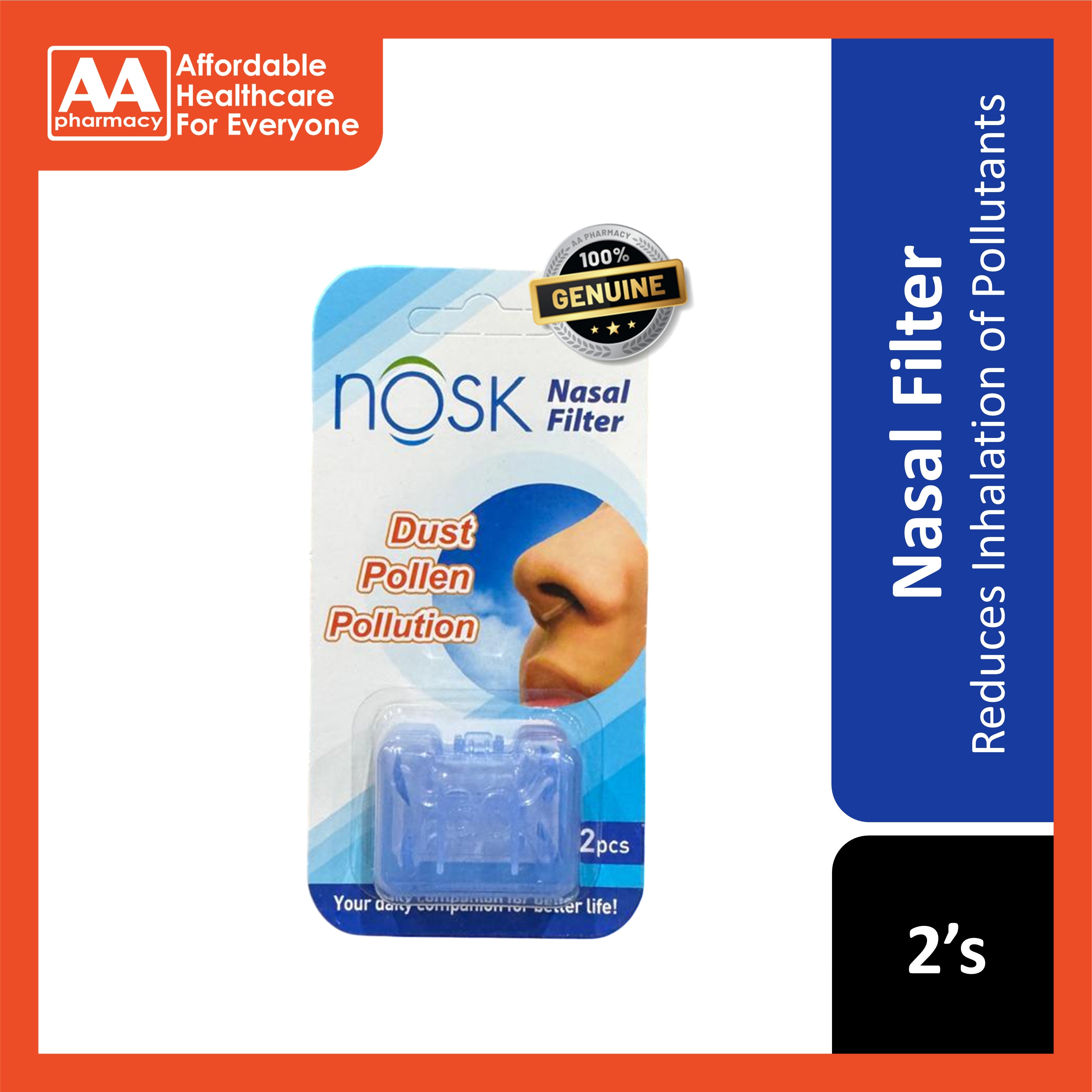 Nosk Nasal Filter 2's (Reduces Inhalation of Pollutants and Allergens)