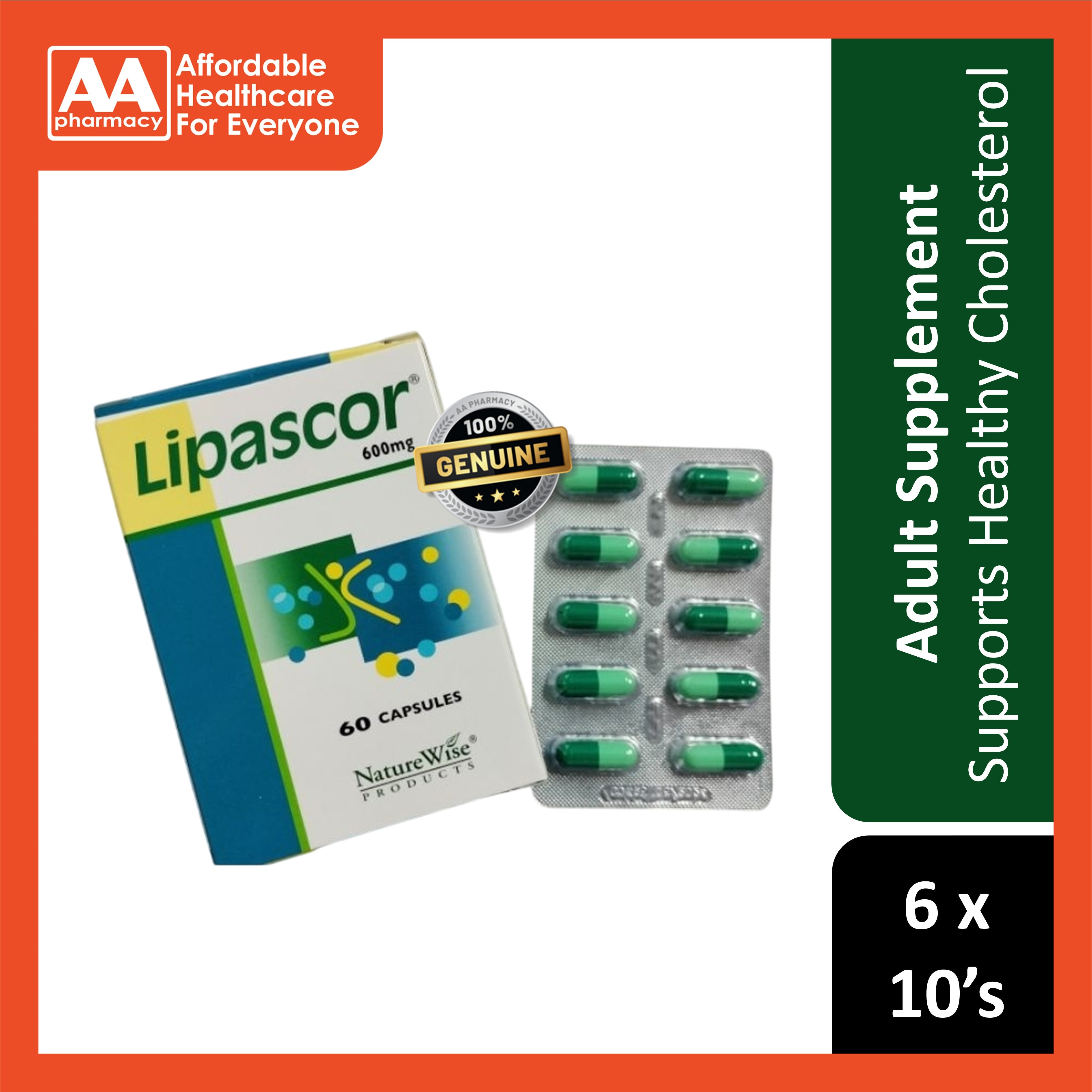 Lipascor 600mg Capsule 6x10's