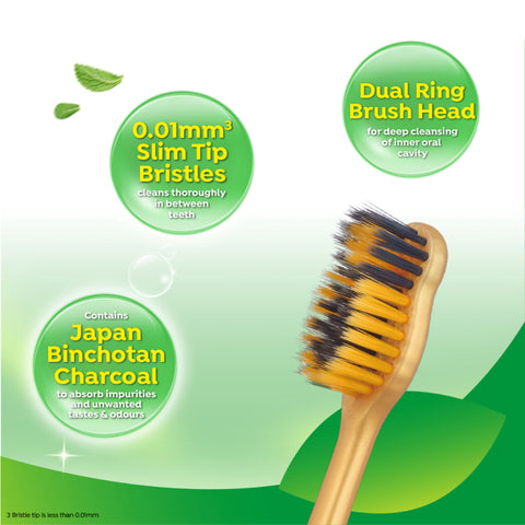 Darlie Charcoal Gold Dual Ring Soft Toothbrush 3's (Super Saver Pack)