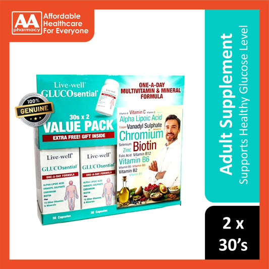Live-Well GLUCOsential Liquid-filled Hard Capsule 2x30's