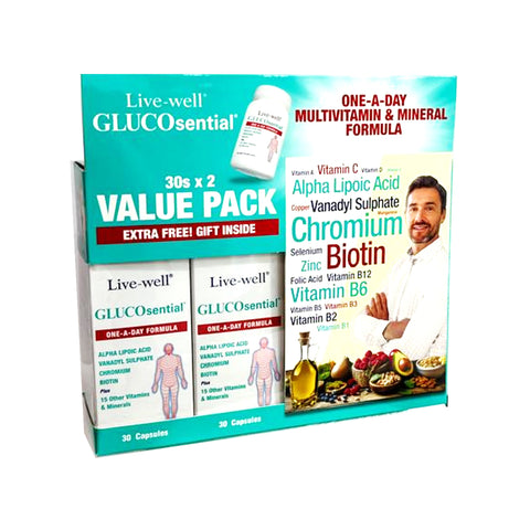 Live-Well GLUCOsential Liquid-filled Hard Capsule 2x30's