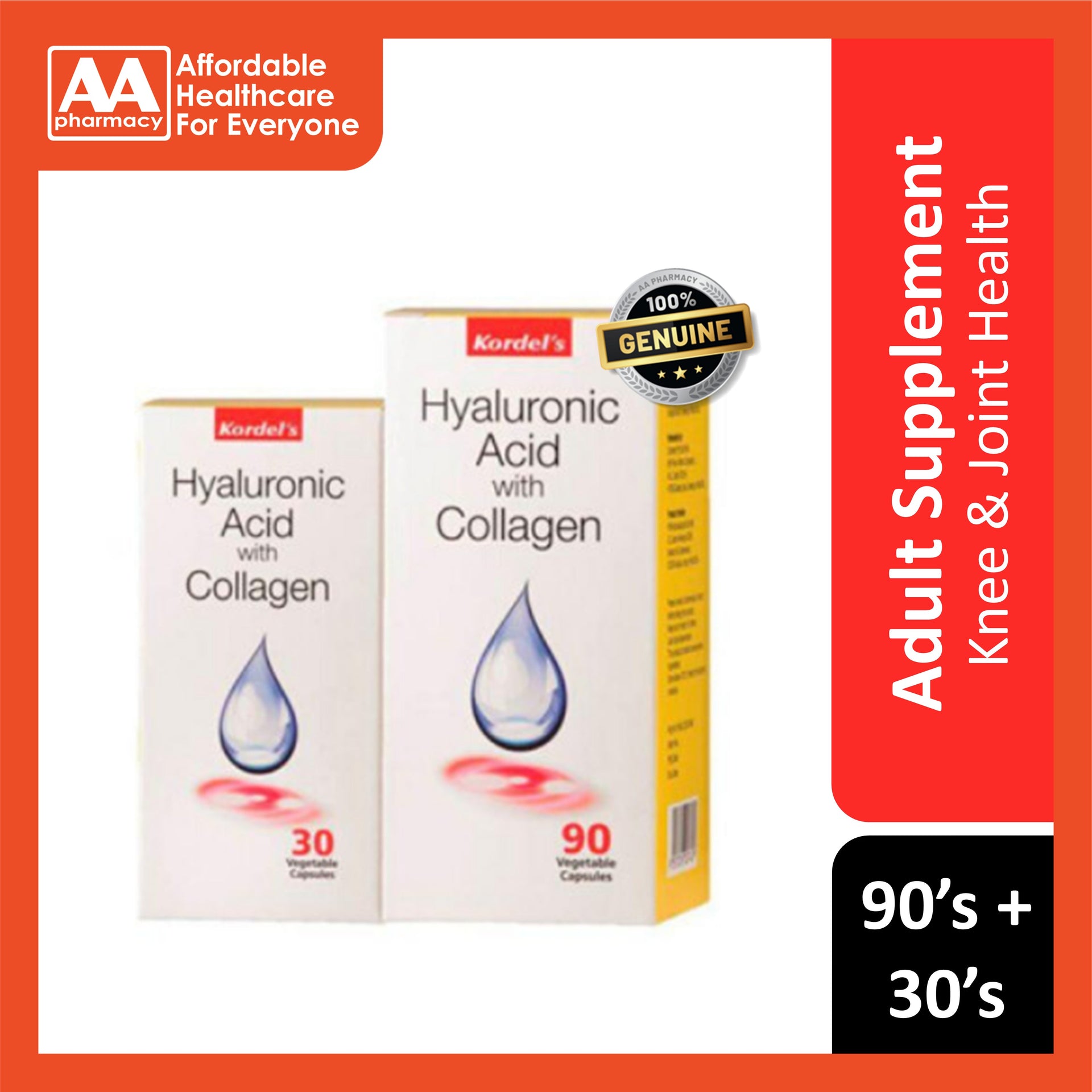 Kordel's Hyaluronic Acid with Collagen Vegecapsule 90's+30's – AA Pharmacy