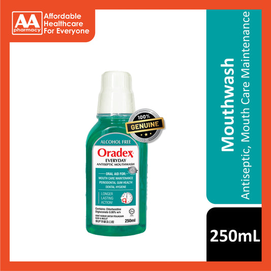 Oradex Everyday Antiseptic Mouthwash (Alcohol Free) 250mL
