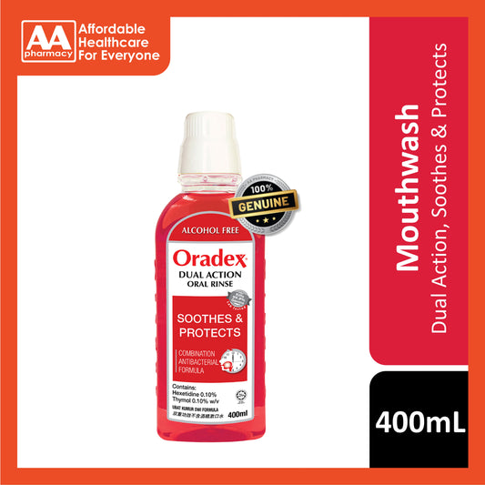 Oradex Dual Action Oral Rinse (Alcohol Free) 400mL