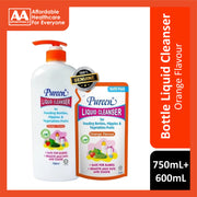 Pureen Liquid Cleanser Value Pack (Bottle + Refill) 750mL+600mL - Orange Flavour