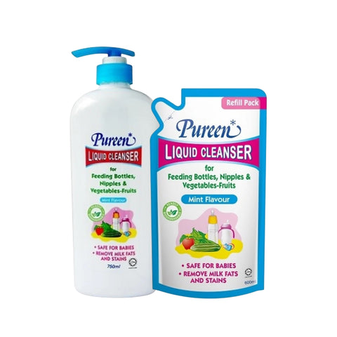 Pureen Liquid Cleanser Value Pack (Bottle + Refill) 750mL+600mL - Mint Flavour