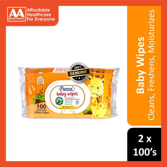 Pureen Baby Wipes (Fragrance-Free) 2x100's [Value Pack]