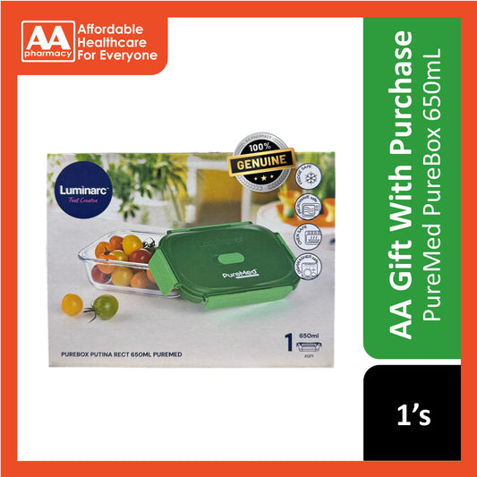 [NOT FOR SALE] AA FG: PureMed PureBox (Luminarc Glass Container) 650mL 1's