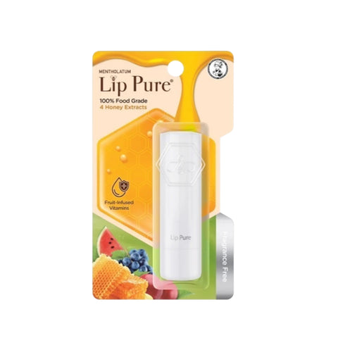 Mentholatum Lip Pure Fruit-Infused Vitamins Lip Balm (Fragrance Free, 100% Food Grade) 4g