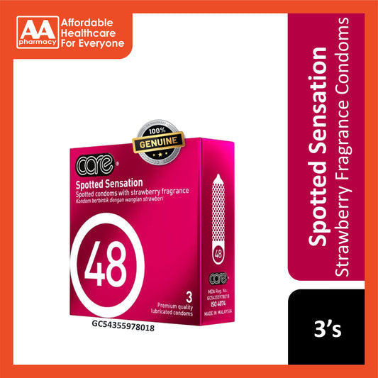 Care 48 Spotted Sensation Strawberry Fragrance Premium Quality Lubricated Condoms 3's
