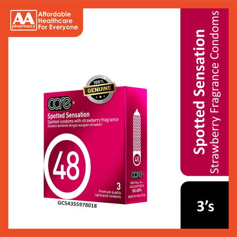 Care 48 Spotted Sensation Strawberry Fragrance Premium Quality Lubricated Condoms 3's